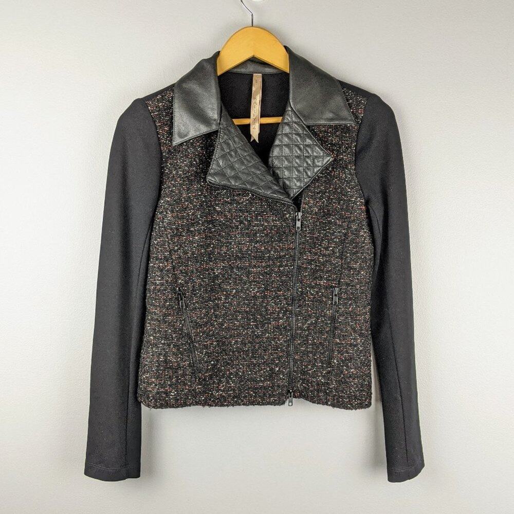 Bailey 44 Black Quilted Faux Leather Moto Jacket S